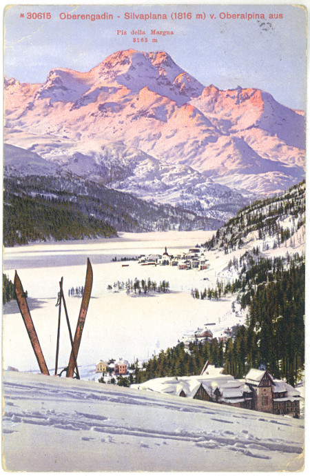 From 1920's. Stamped Postcard. St. Moritz.